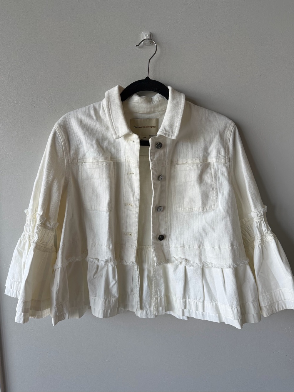 Anthropologie white/cream denim jacket